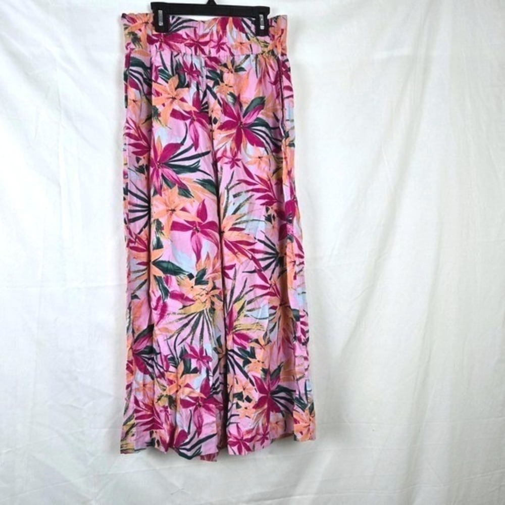 Jessica Simpson Womens Rosalie Pink Floral Wide Leg Pullon Crop Canopy Pants Med